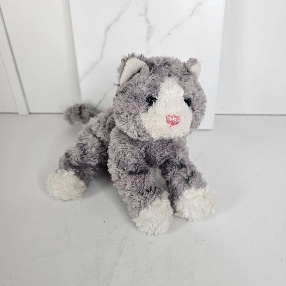 Gund Bootsie Grey White Cat Plush Stuffed Animal 001137 Shaggy Floppy 9 inch